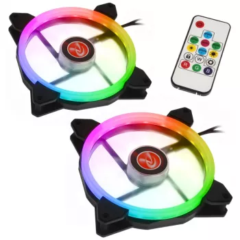 RAIJINTEK IRIS 14 Rainbow RGB-LED-ventilator 140 mm, 2-delige set met controller
