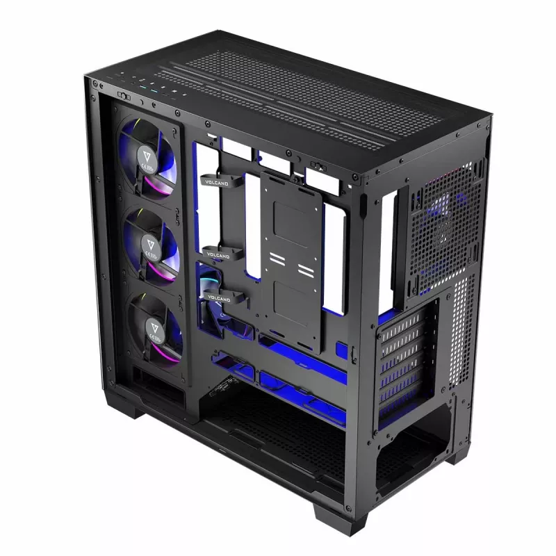PC-behuizing MODECOM Volcano Stellar 5F ATX Midi Tower, gehard glas, 5 voorgeïnstalleerde ventilatoren, USB‑C, ondersteunt microATX/ATX, max. GPU 420 mm, CPU-koelerhoogte 175 mm