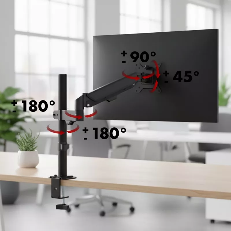Monitorbeugel MACLEAN MC-135 gasdrukveer voor 17-inch–32-inch beeldschermen, belasting 2–10 kg, zwart