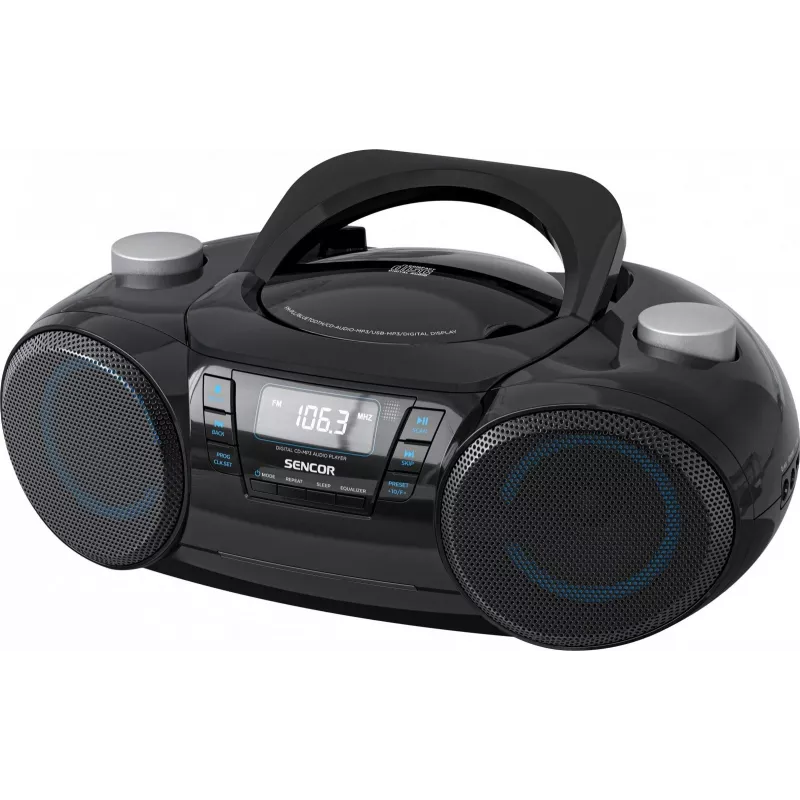 Draagbare Bluetooth-boombox SENCOR SPT4710B — 20 W totaalvermogen, Bluetooth 5.3, cd/usb/fm, batterij- of netvoeding
