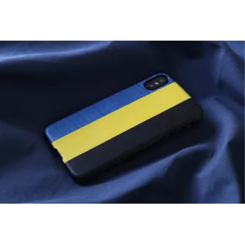 Smartphonehoesje man and wood voor iPhone X/XS – dandy blauw zwart, beschermende hardcase