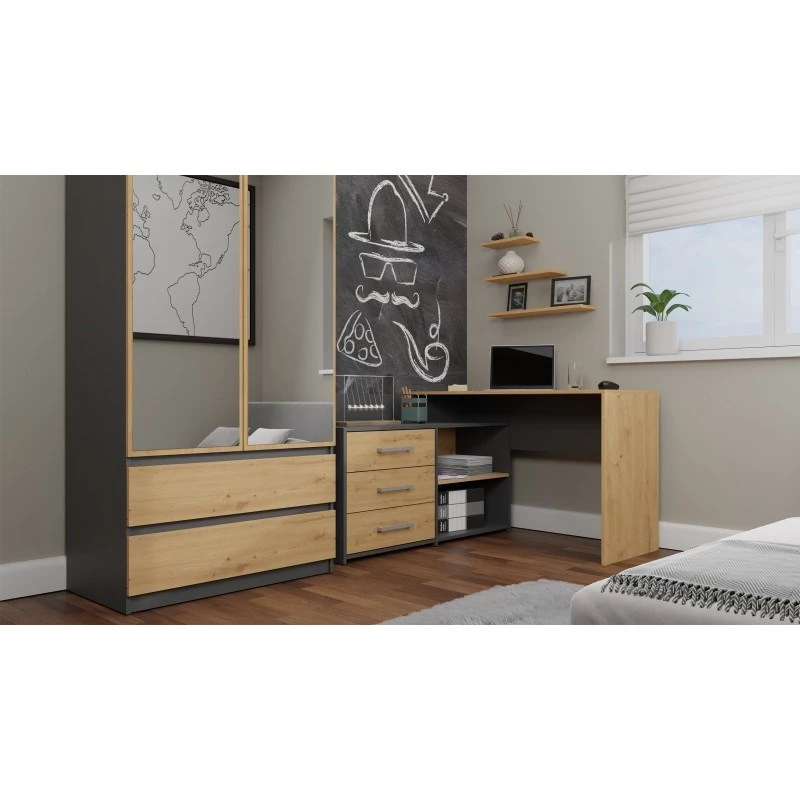 Hoekcomputertafel Topeshop DANY ANT/ART KPL L-vorm spaanplaat