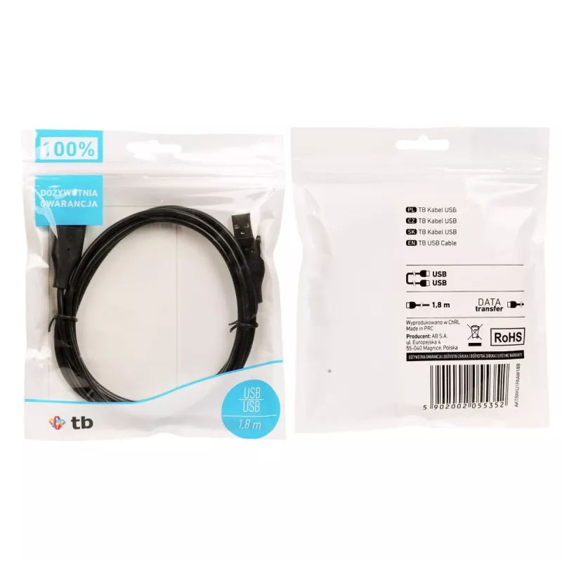 USB AM-AM kabel 1.8 zwart