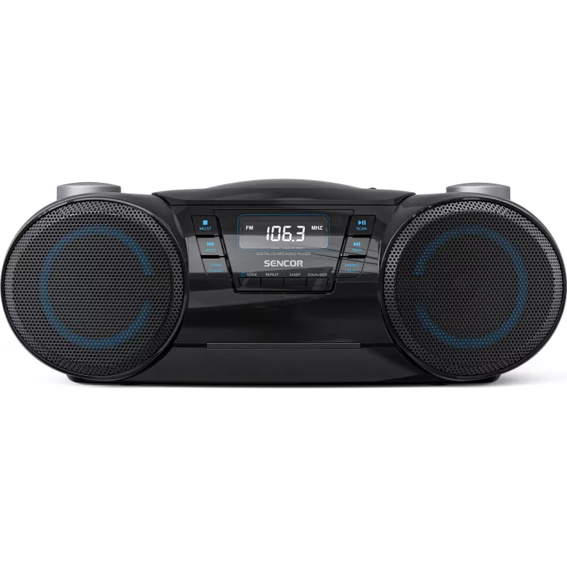 Draagbare Bluetooth-boombox SENCOR SPT4710B — 20 W totaalvermogen, Bluetooth 5.3, cd/usb/fm, batterij- of netvoeding