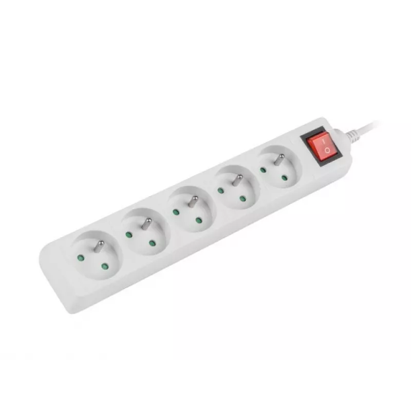 Verlengsnoer Lanberg PS1-05E-0300-W 3m 5 AC-stopcontacten binnen/buiten wit