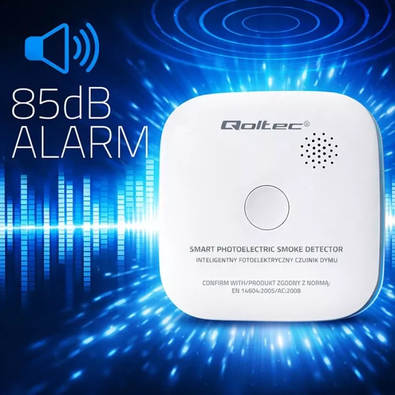 Draadloze rookmelder QOLTEC model 52653 met 85 dB batterijalarm
