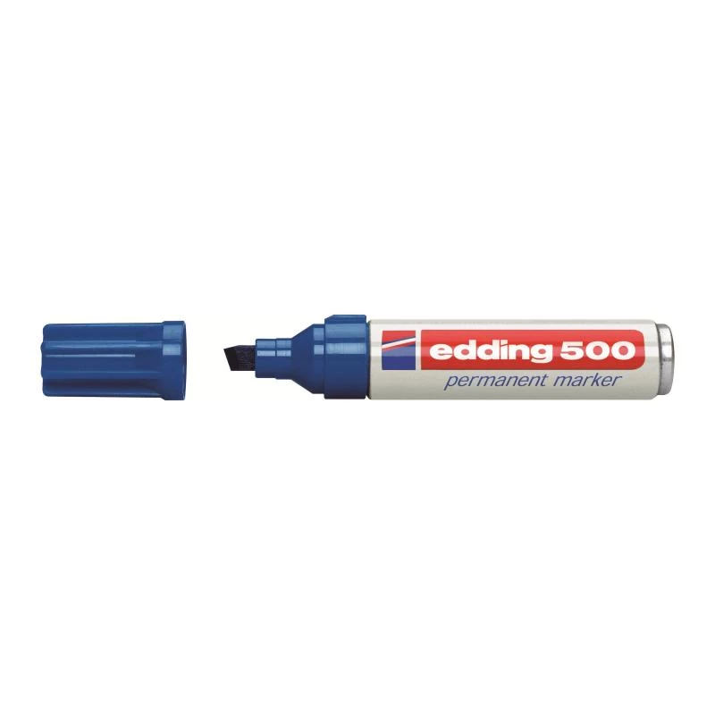 Permanentmarker Edding 500 beitelpunt blauw