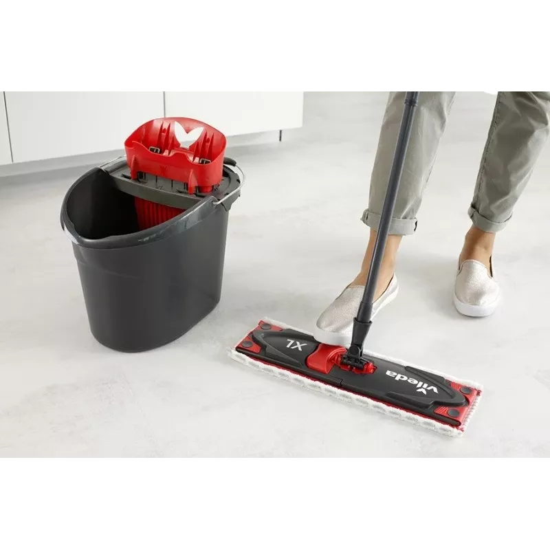 VILEDA wismop Ultramax XL Box — wasbare microvezel-360°-draaikop, opvouwbaar, voor harde vloeren