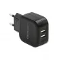 AC indoor oplader QOLTEC 50186 voor smartphone en tablet, 5 V 3.4 A, 17 W, 2× USB, zwart