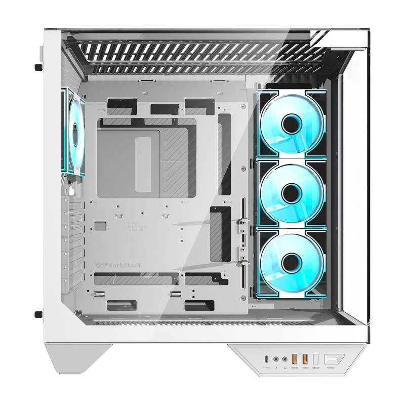 Darkflash DY470 pc-behuizing (wit) + 4 ventilatoren