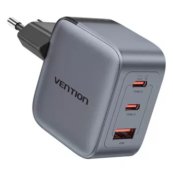Vention GaN-oplader FEXH0-EU 70W — 2x USB-C + 1x USB-A, PD 70W, 100–240V