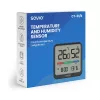 Savio CT-01/B draadloze temperatuur- en vochtigheidssensor voor binnen, LCD, klok, datum, magnetische houder, zwart