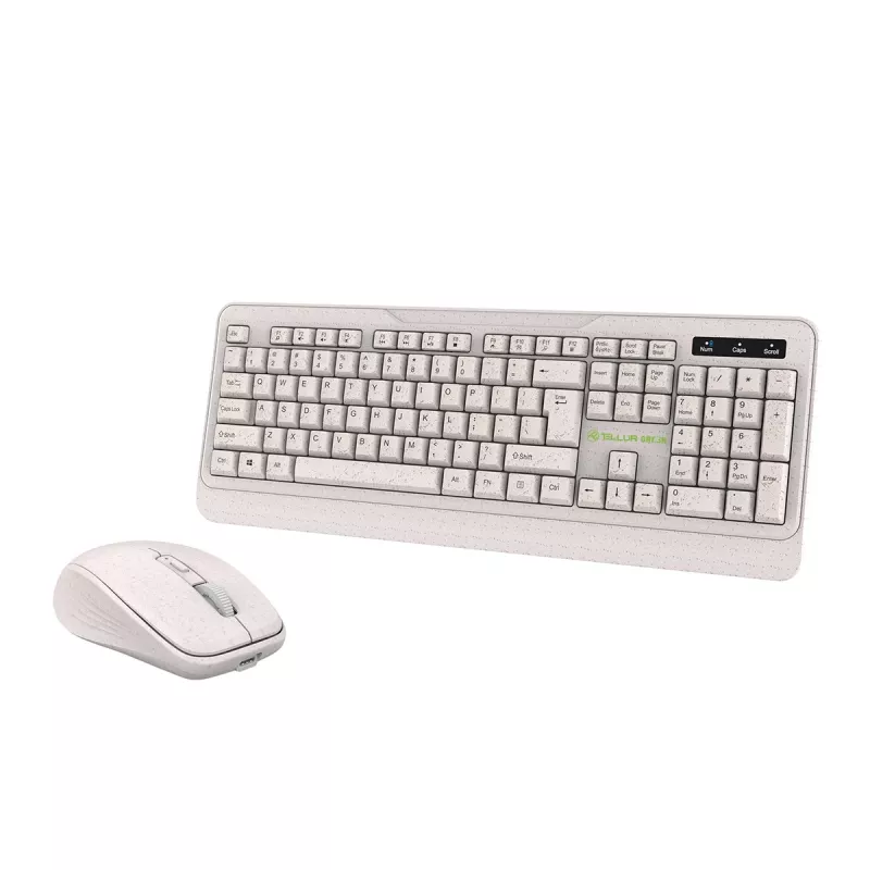 Draadloze toetsenbord-muisset Tellur TLL491171 met nano-USB-ontvanger, crème