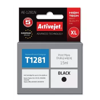 Activejet AE-1281N inkt (vervanger voor Epson T1281; Supreme; 15 ml; zwart)