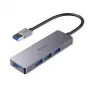 USB-hub Aukey CB-H36 — 4-poorts USB 3.2 Gen 1 Type-A, host USB 2.0, 5000 Mbit/s, aluminium zilver