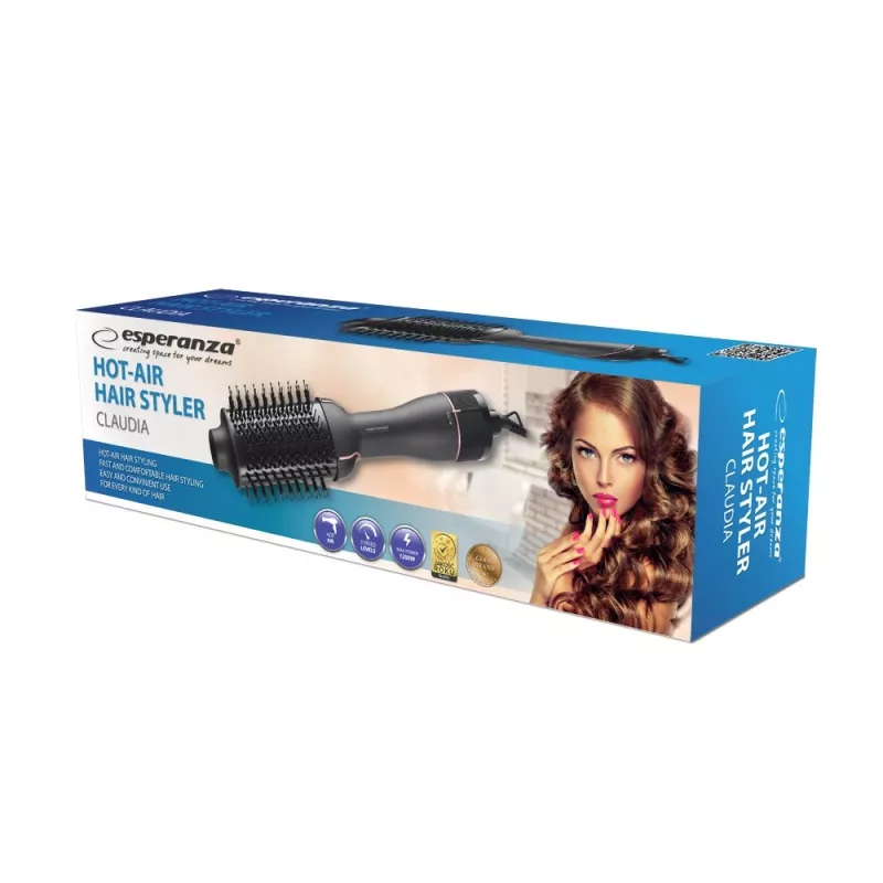 Heteluchtborstel Esperanza EBL015 1200W, 5 cm roterende kop, 3 snelheden, 1,8 m kabel