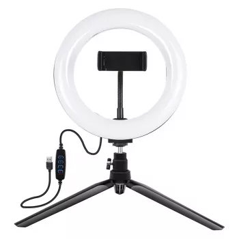 Statieflhouder Puluz met 20 cm LED-ring Vlogging PKT3073B