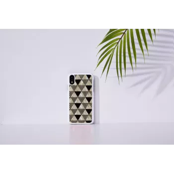 Smartphonehoesje iKins voor iPhone XR — piramidepatroon, wit