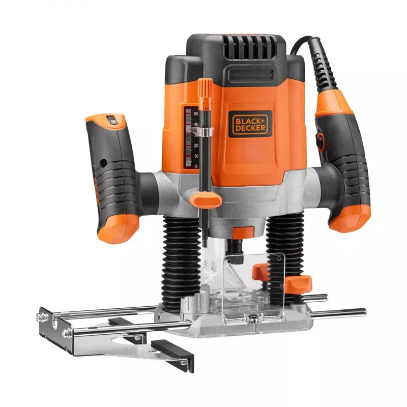 Router/trimmer Black & Decker KW1200EKA-QS — compacte bovenfrees met instelbare diepte-instellingen, ergonomisch ontwerp