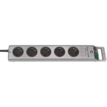 Brennenstuhl 1153340115 stekkerdoos Super-Solid Line 5-voudig 2,5 m H05VV-F 3G1,5, zilver (1153340115)
