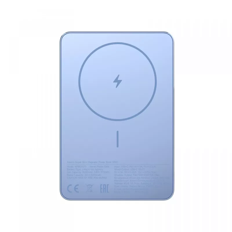 Xiaomi Super slanke Magnetic Powerbank 5000 | 5000 mAh | blauw