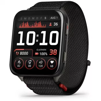 Smartwatch GARMIN Venu X1 – 2 inch AMOLED, GPS/GLONASS/Galileo, 5 ATM, 11 dagen accu, zwarte siliconenband