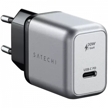 Oplader voor mobiele apparaten Satechi ST-UC30WCM-EU — universele AC-oplader voor binnen met 1× USB-C, zwart/zilver