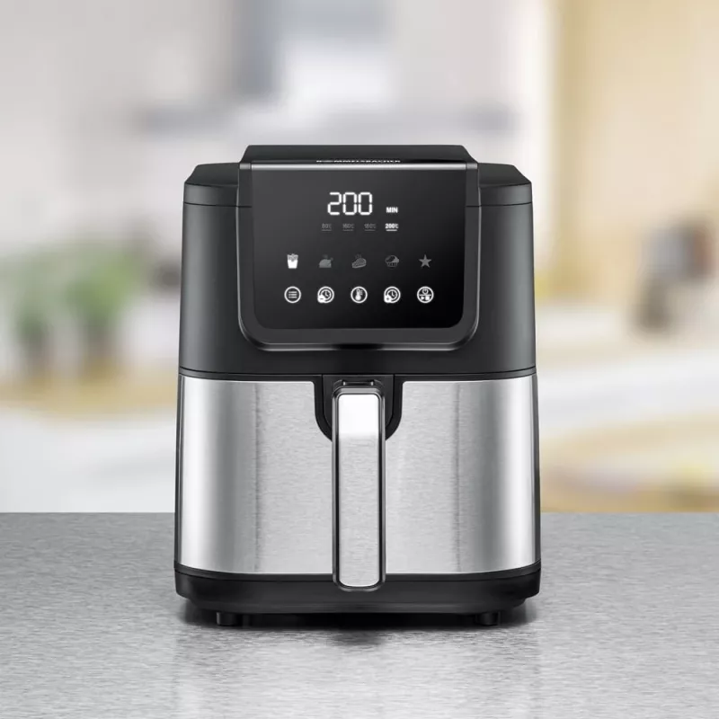 Heteluchtfriteuse Rommelsbacher FRH 1500 — 5 L, 1500 W, roestvrij staal/zwart