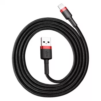 USB-A naar Lightning-kabel Baseus Cafule 2.4A QC 3.0, 1 m — zwart/rood
