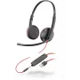 Headset HP POLY Blackwire C3225 bedrade USB-A-headset met hoofdband voor kantoor/callcenter, 20–20000 Hz, 121 g, zwart