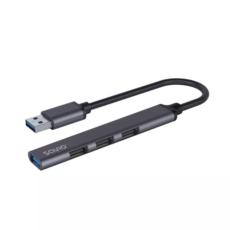 Savio AK-70 USB-A-hub, 4-in-1: 3 x USB-A 2.0 + 1 x USB-A 3.1 Gen 1, 5 Gbps