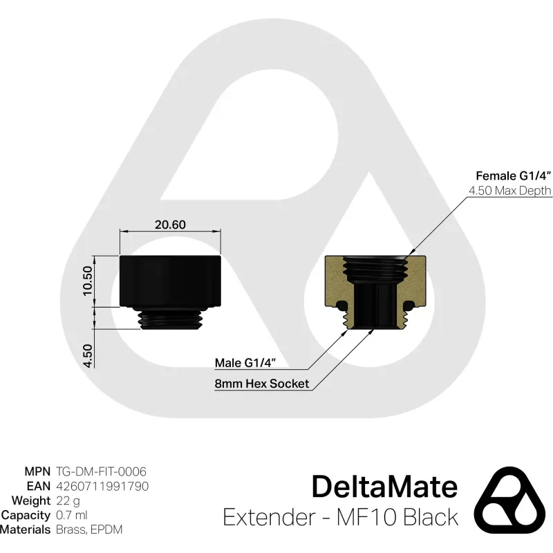 Thermal Grizzly DeltaMate Extender - MF10 zwart (TG-DM-FIT-0006)