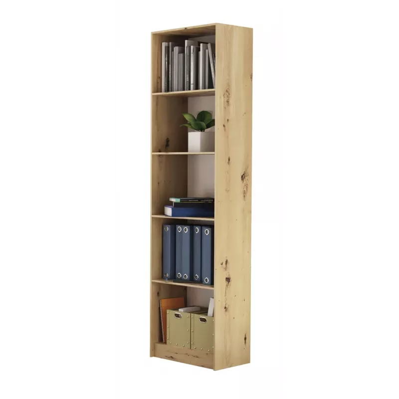 Boekenkast Top e shop R50 ARTISAN — eikenfinish, 5 legplanken, spaanplaat frame