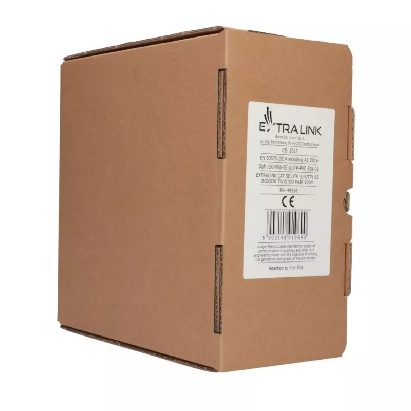 Netwerkkabel Extralink Twisted pair CAT5E UTP (U/UTP) V2 100 m grijs