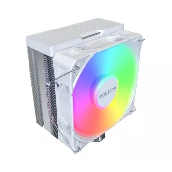 Luchtkoeler Montech NX400 ARGB 120 mm wit — 270 W TDP, FDB, 156×74×120 mm