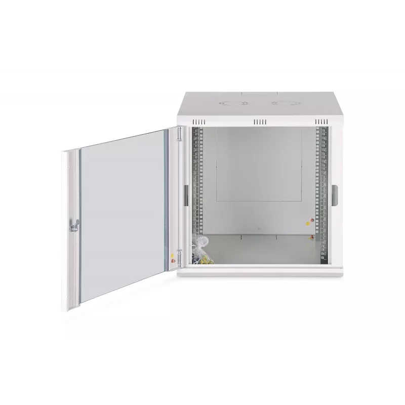 Wandmontagerack DIGITUS Dynamic-N 12U 600x600 mm IP20, slot met sleutel, kabelmanagement, ongemonteerd