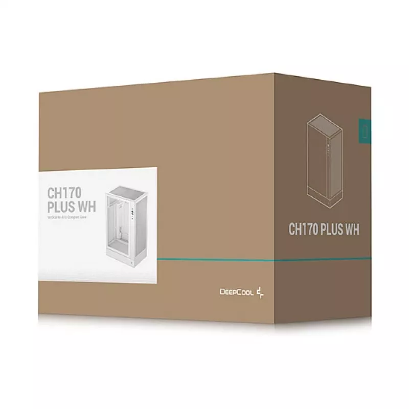 DeepCool CH170 PLUS WH Midi Tower pc-behuizing, Micro ATX, zonder voeding, 4 uitbreidingssleuven, wit