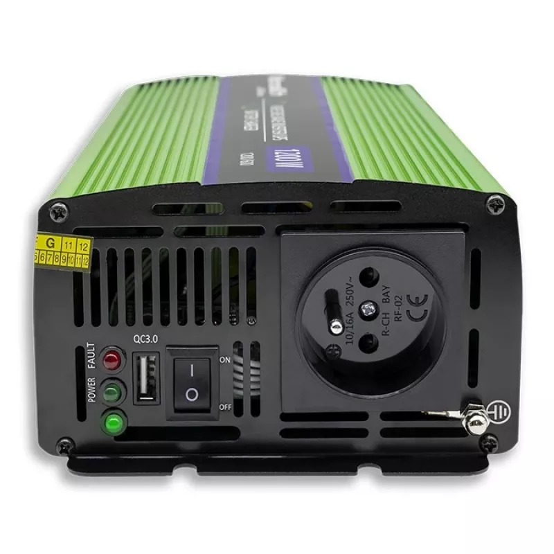 Auto-omvormer Qoltec Monolith 1200 W groen 12 V