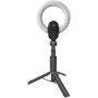 LORGAR Circulus 910, streaming-webcam, 5MP 2592x1944 max. resolutie, tot 60fps, 1/2,8, Sony STARVIS CMOS-beeldsensor, volledig glazen lens, 5,5'' geïntegreerd ringlicht (1700-14.000K), opvouwbaar statief, autofocus, dubbele microfoons met AI-ruisonderdrukking