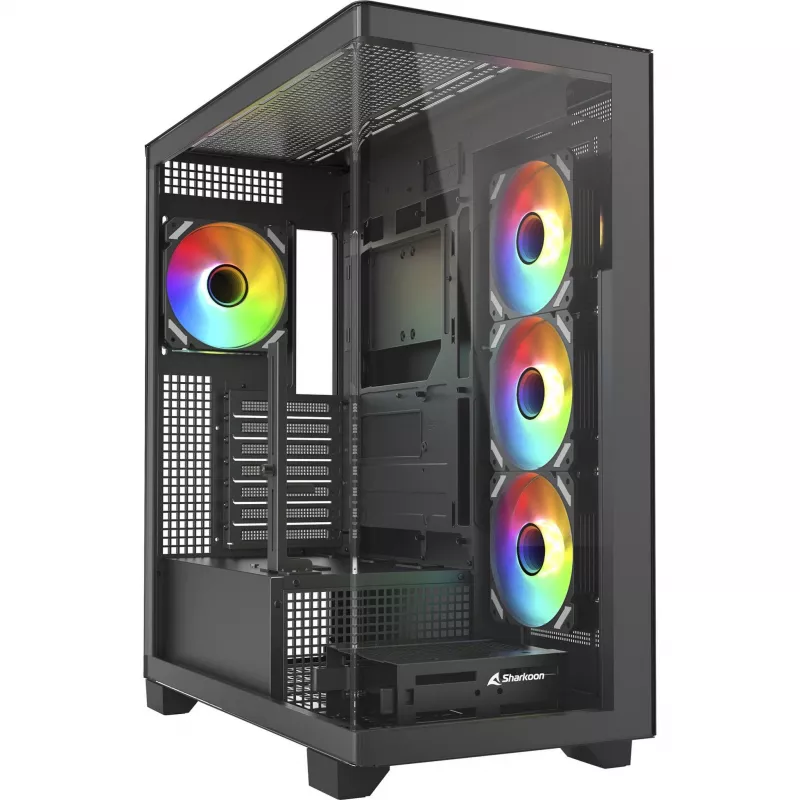 ELITE SHARK CA500, tower-behuizing zwart, 2x gehard glas