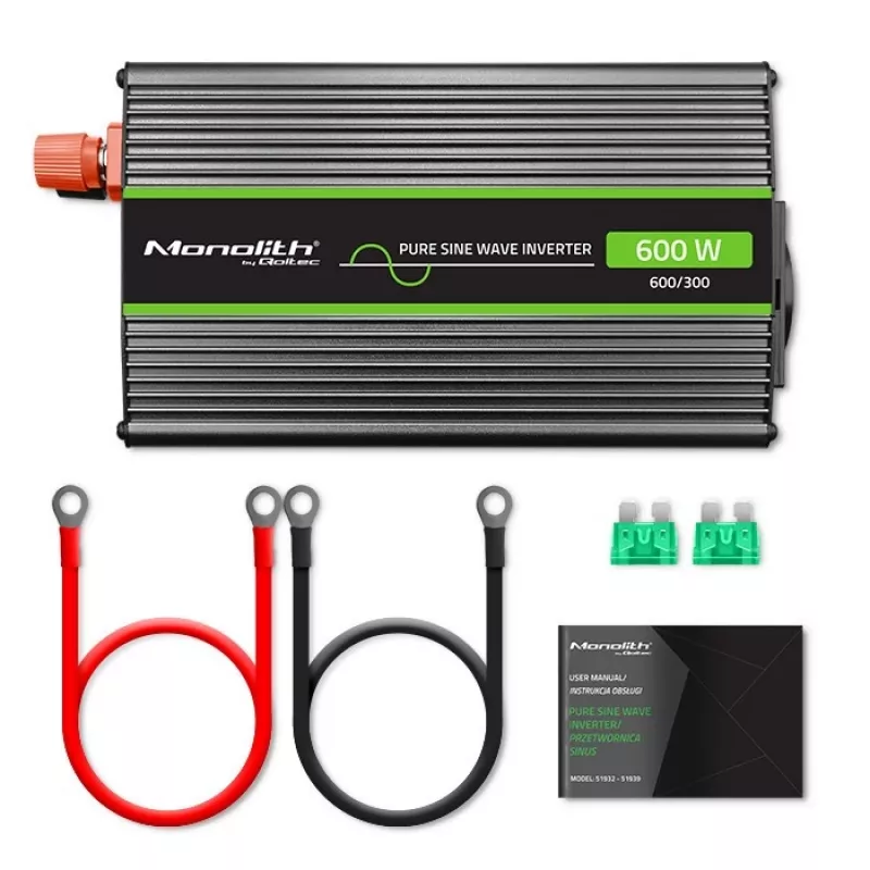 Qoltec Monolith spanningsomvormer auto 600 W 12 V