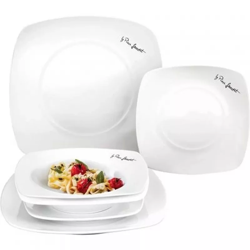 Lamart LT9002 Dine porseleinen bordenset, 6 st. (2 platte, 2 diepe, 2 dessertborden), 24,5/19,2/17,3 cm, wit