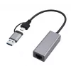 Gembird A-USB3AC-LAN-01 USB 3.1 + Type-C Gigabit-netwerkadapter, 1x RJ-45, 10/100/1000 Mbps, metalen behuizing, space grey