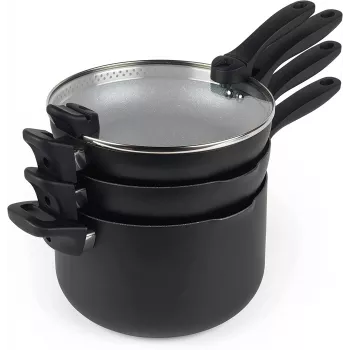 Pannenset Russell Hobbs RH01840EU7 – 4-delig stapelbaar, metallic gemarmerd
