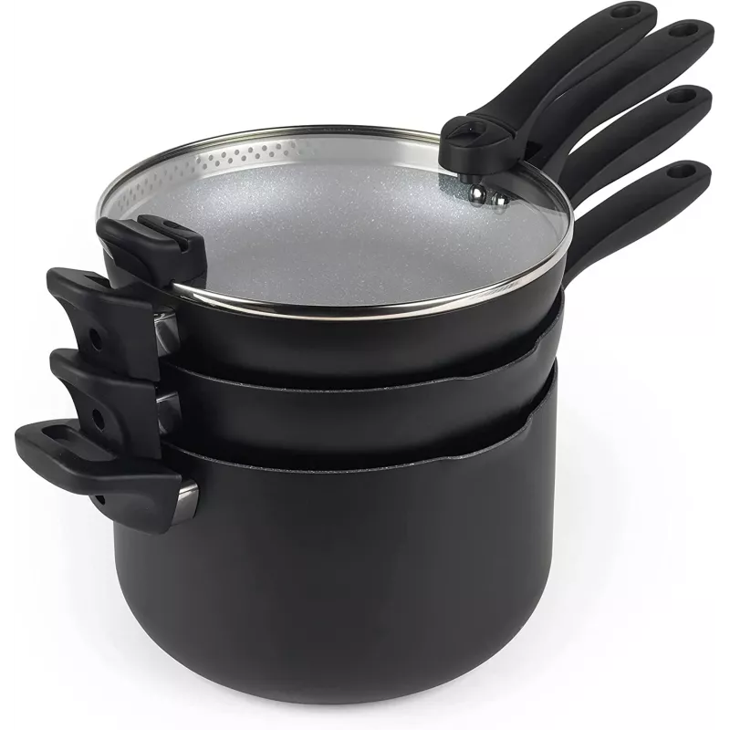 Pannenset Russell Hobbs RH01840EU7 – 4-delig stapelbaar, metallic gemarmerd