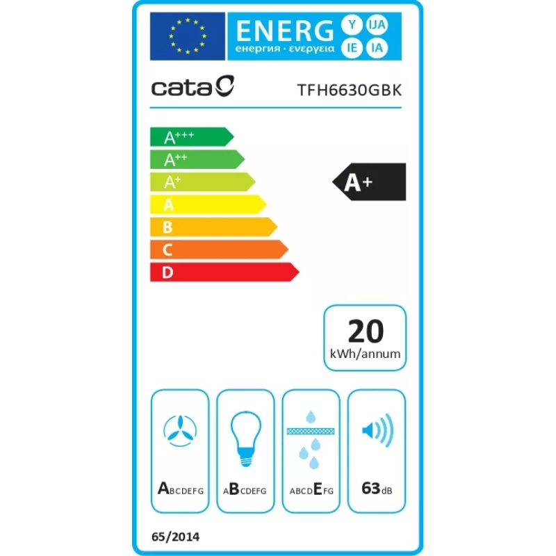 CATA TFH 6630 BK onderbouw zwart A+ 605 m³/h