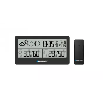 Weerstation BLAUPUNKT WS20BK — display voor binnen-/buitentemperatuur & luchtvochtigheid, zwart, 1 sensor, LCD, batterijgevoed