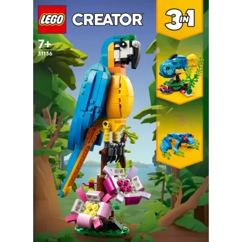 LEGO bouwset exotische papegaai 31136 — Creator displaymodel, 253 onderdelen, 220×120×110 mm