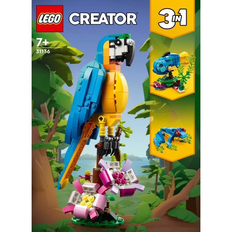 LEGO bouwset exotische papegaai 31136 — Creator displaymodel, 253 onderdelen, 220×120×110 mm