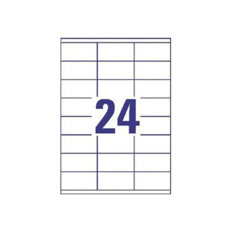 Universele etiketten 70x35mm inkjetlaserkopie A4 100 vel 2400 stuks wit